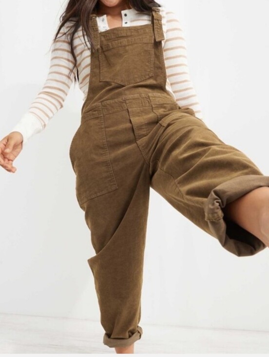 aerie Pants - Aerie Werk And Play Corduroy Overalls Size Large Brown